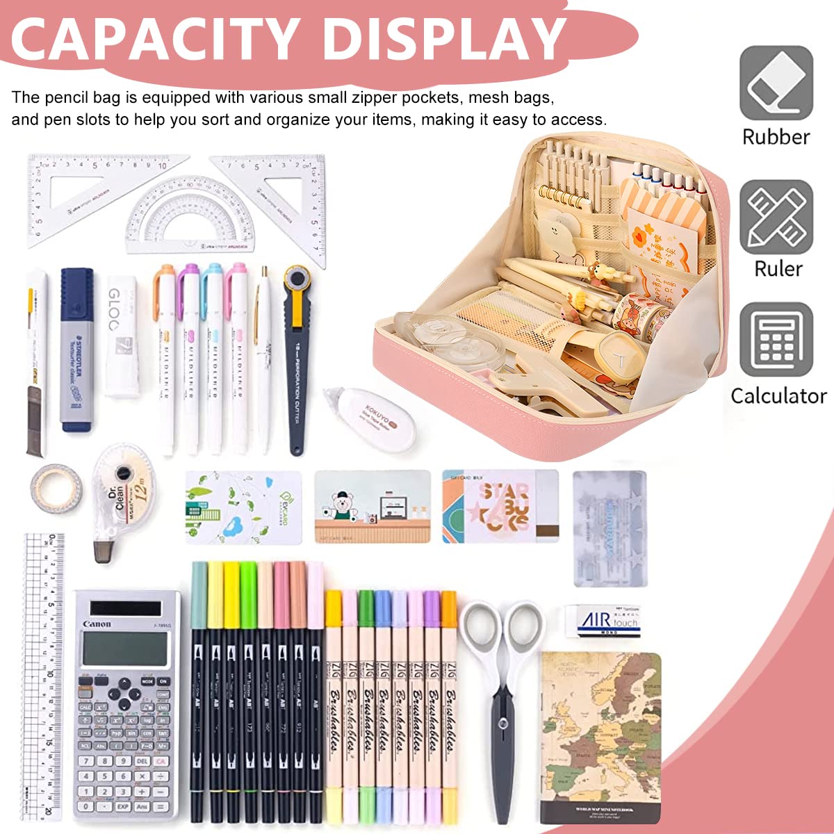 Climberty Large Capacity Pencil Case Pencil Pouch School Supplies, College Students Office Simple Stationery Pencil Holder Bag, Stationery Organizer Pencil Pouch for Boys Girls (Pink) Climberty Large Capacity Pencil Case Pencil Pouch School Supplies, College Students Office Simple Stationery Pencil Holder Bag, Stationery Organizer Pencil Pouch for Boys Girls (Pink)
